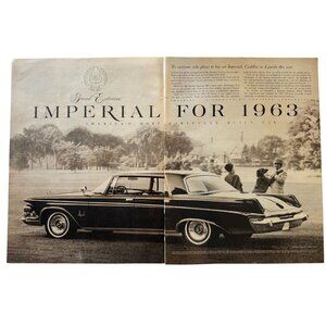 Vintage 1962 Imperial Crown Chrysler Car 2 Page Cut Advertisement Print Ad READ